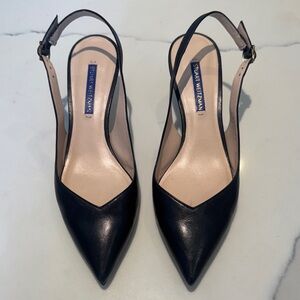 Stuart Weitzman Black Pointed Slingback Heels